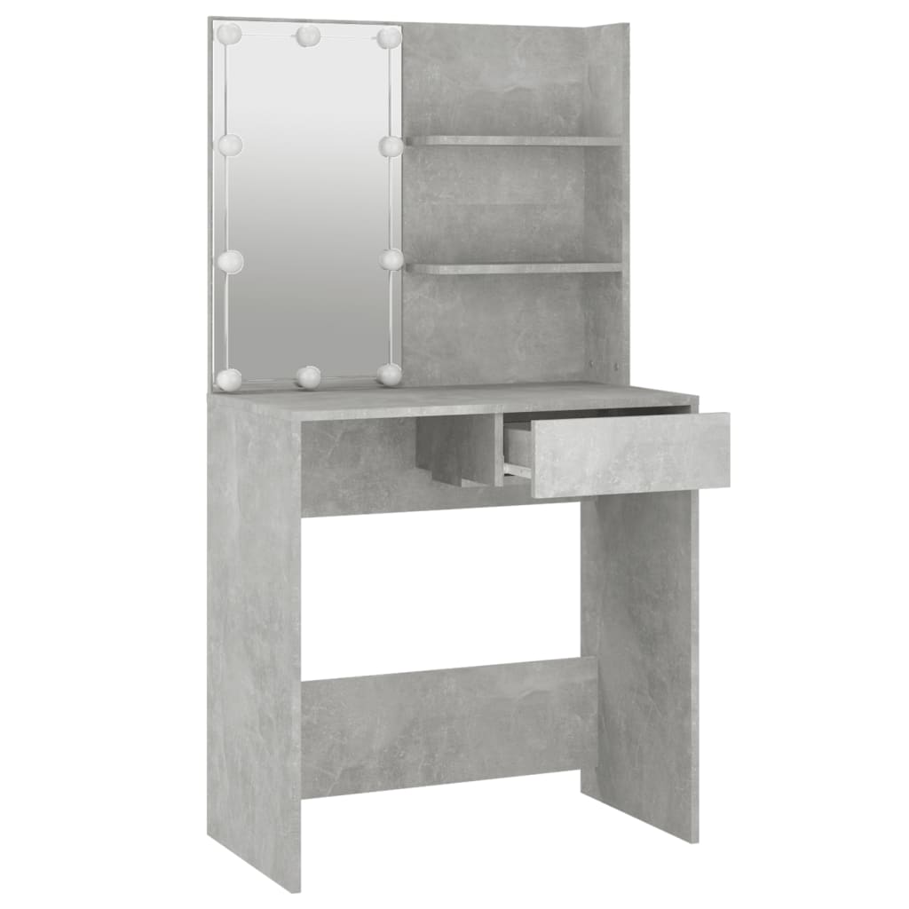 NNEVL Dressing Table with LED Concrete Grey 74.5x40x141 cm-3