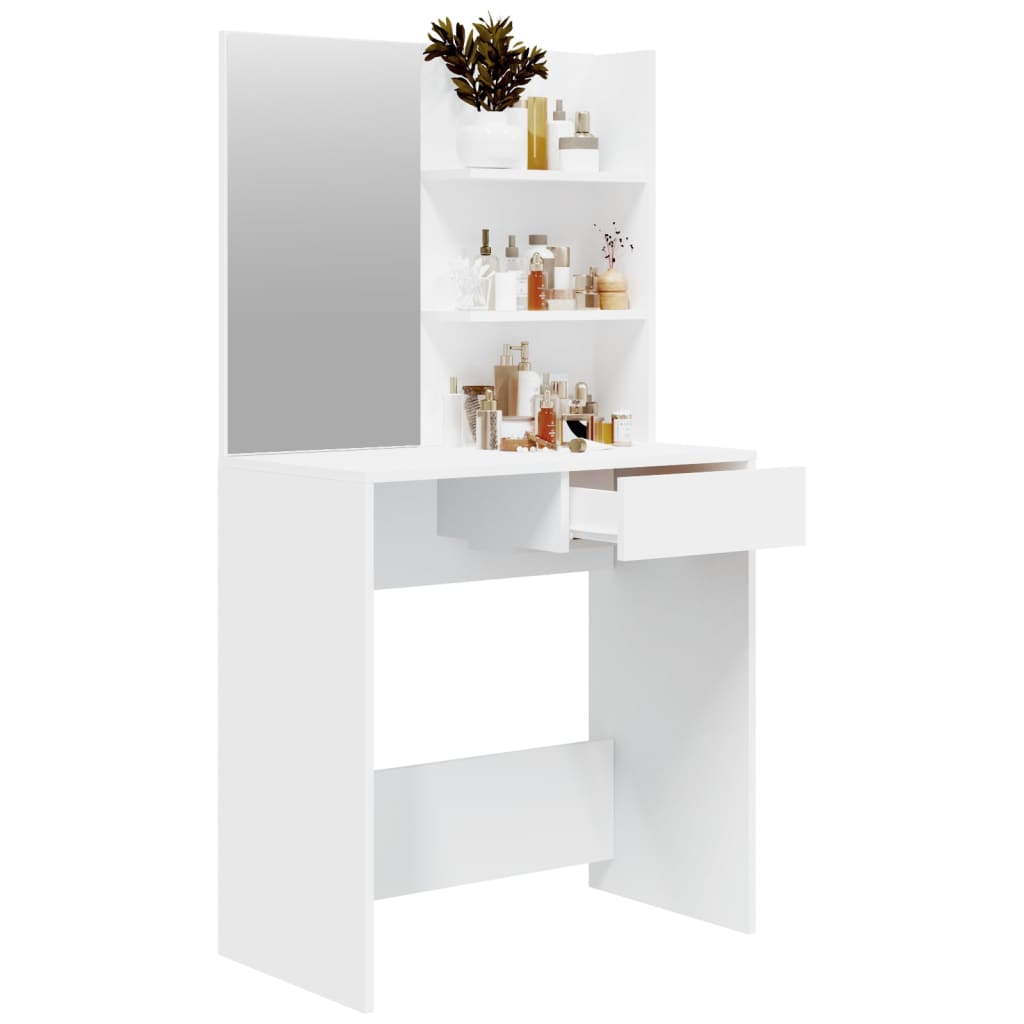 NNEVL Dressing Table with Mirror White 74.5x40x141 cm-4