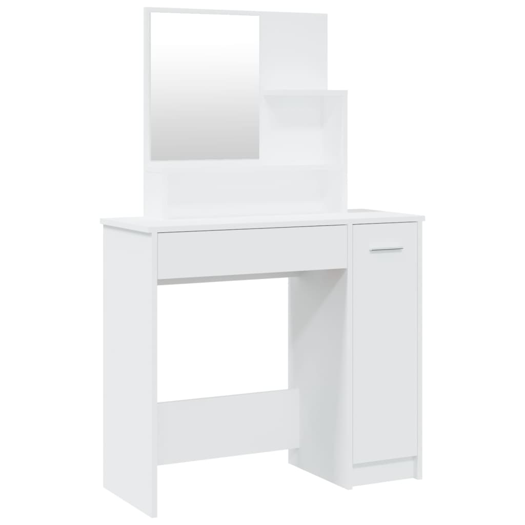 NNEVL Dressing Table with Mirror White 86.5x35x136 cm-1