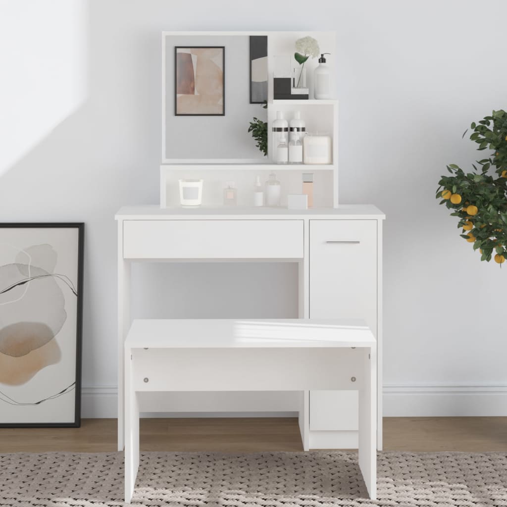 NNEVL Dressing Table with Mirror White 86.5x35x136 cm-0