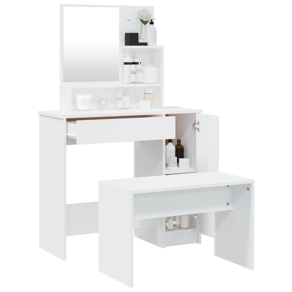 NNEVL Dressing Table Set White 86.5x35x136 cm-3
