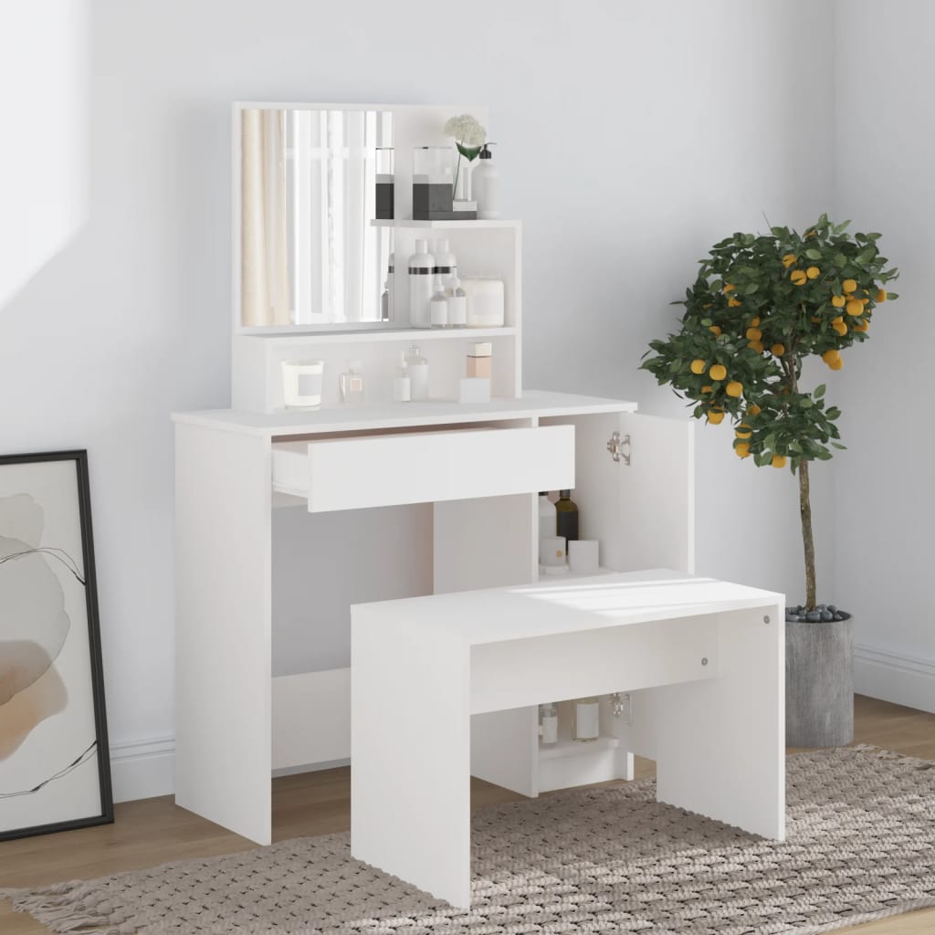 NNEVL Dressing Table Set White 86.5x35x136 cm-0