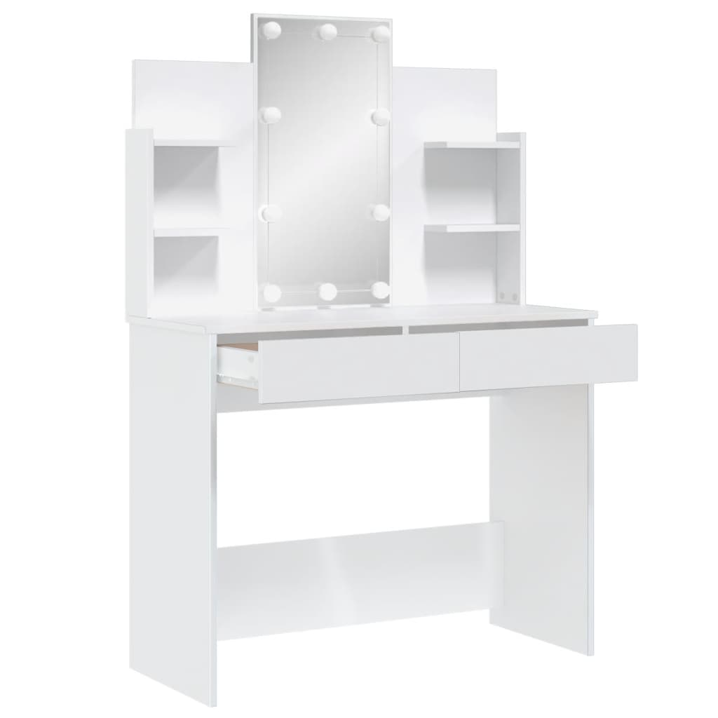 NNEVL Dressing Table with LED Lights White 96x40x142 cm-3