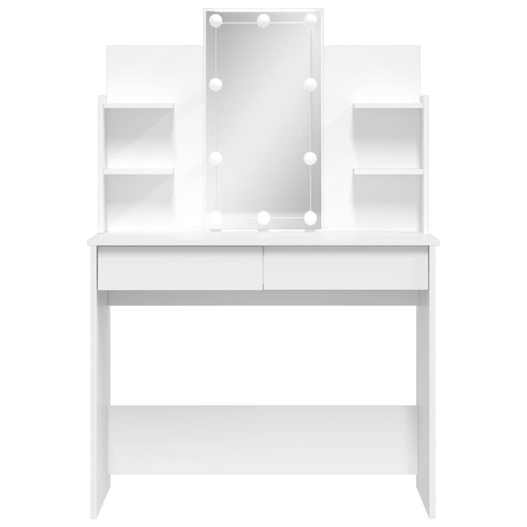 NNEVL Dressing Table with LED Lights White 96x40x142 cm-4