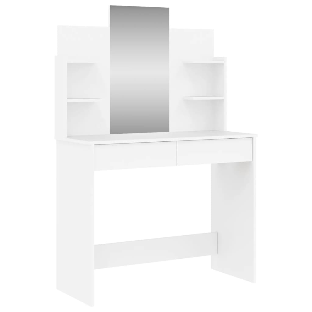 NNEVL Dressing Table with Mirror White 96x39x142 cm-1