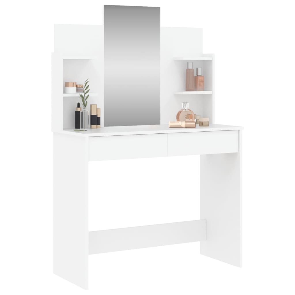 NNEVL Dressing Table with Mirror White 96x39x142 cm-2