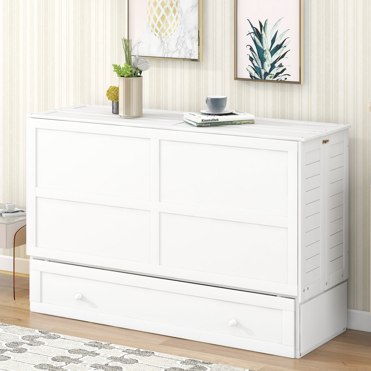 Letto Murphy Queen Bianco con Cassetto