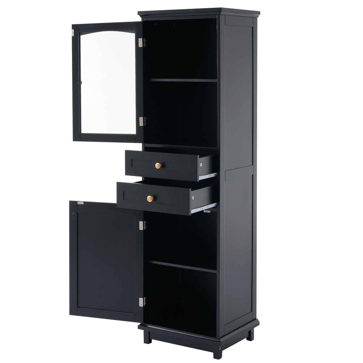 Mobile Bagno Alto Nero con Ante Vetro