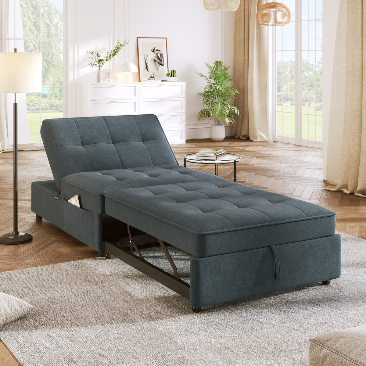 Divano Letto 4in1 Pouf Ripostiglio Blu