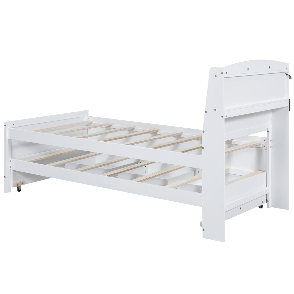 Letto Singolo Piattaforma LED Bianco 3 Cassetti