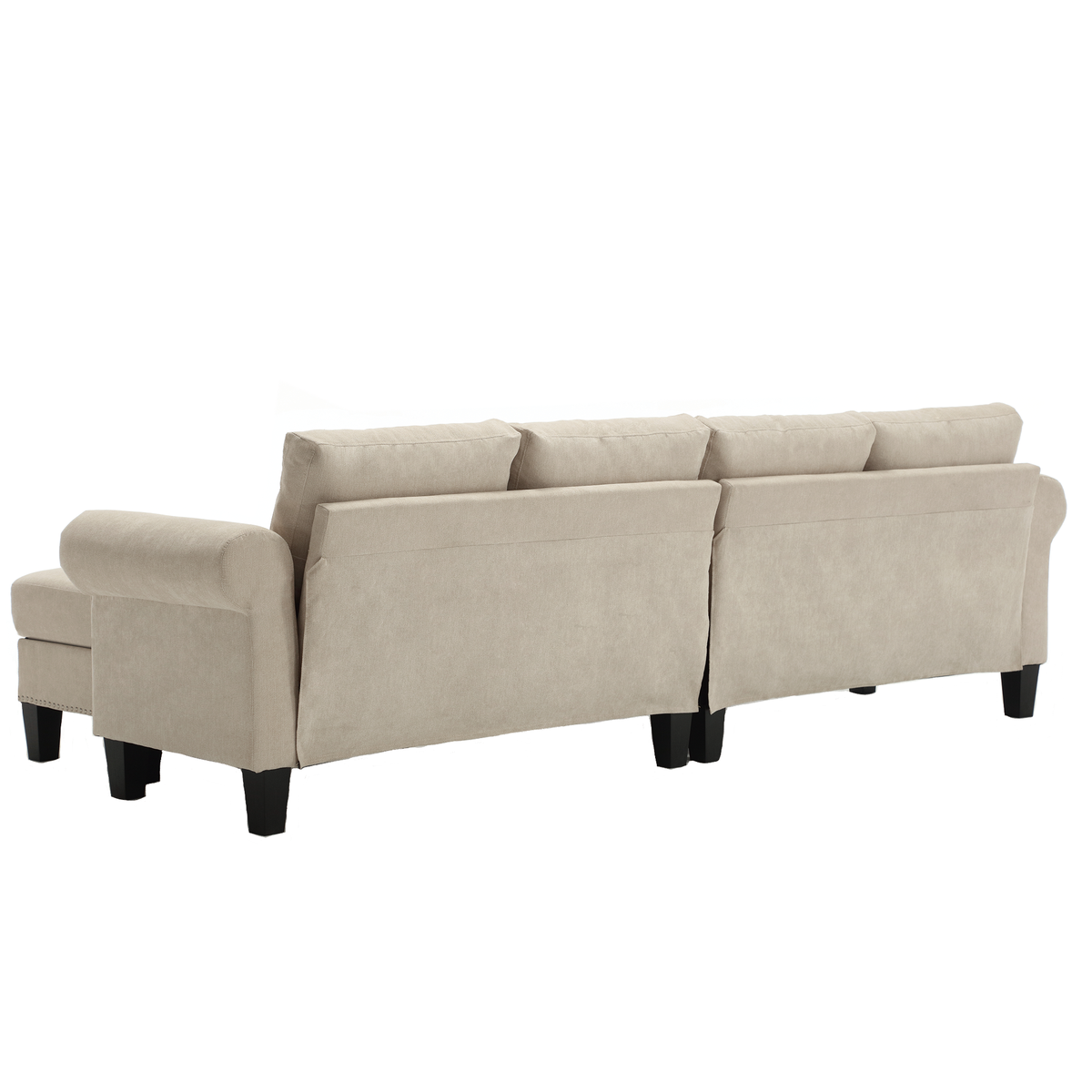 Divano Angolare Lino Beige 4 Posti