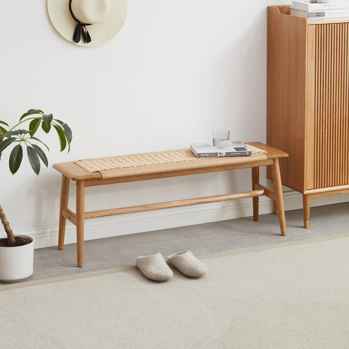 Panca Rovere Naturale Seduta Intrecciata
