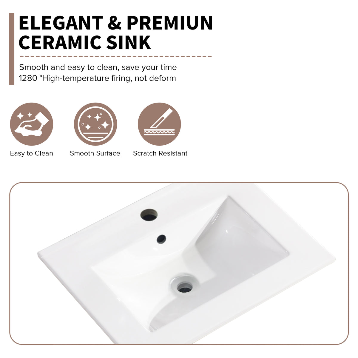 Lavabo Ceramica 61cm Bianco