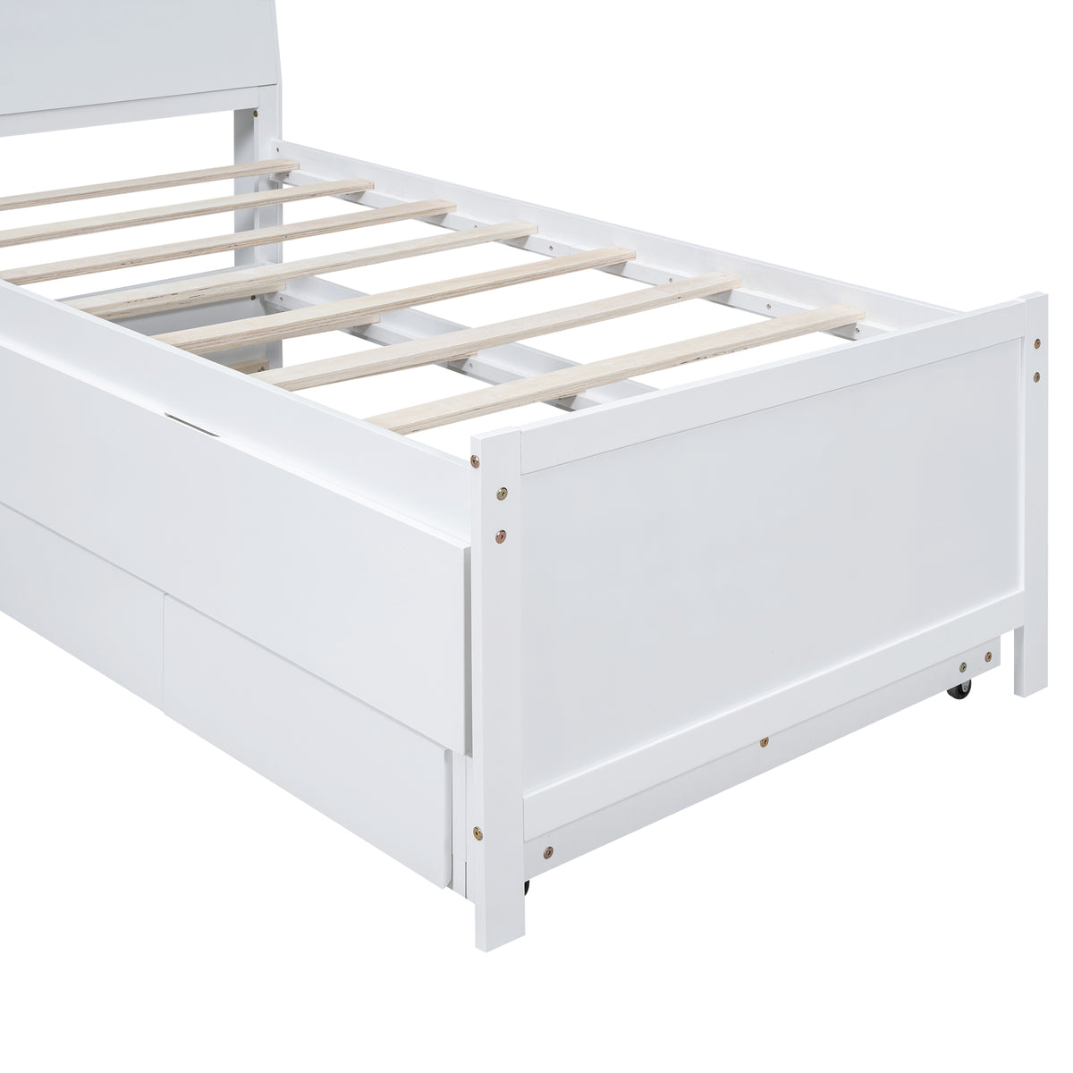 Letto Singolo Piattaforma LED Bianco 3 Cassetti