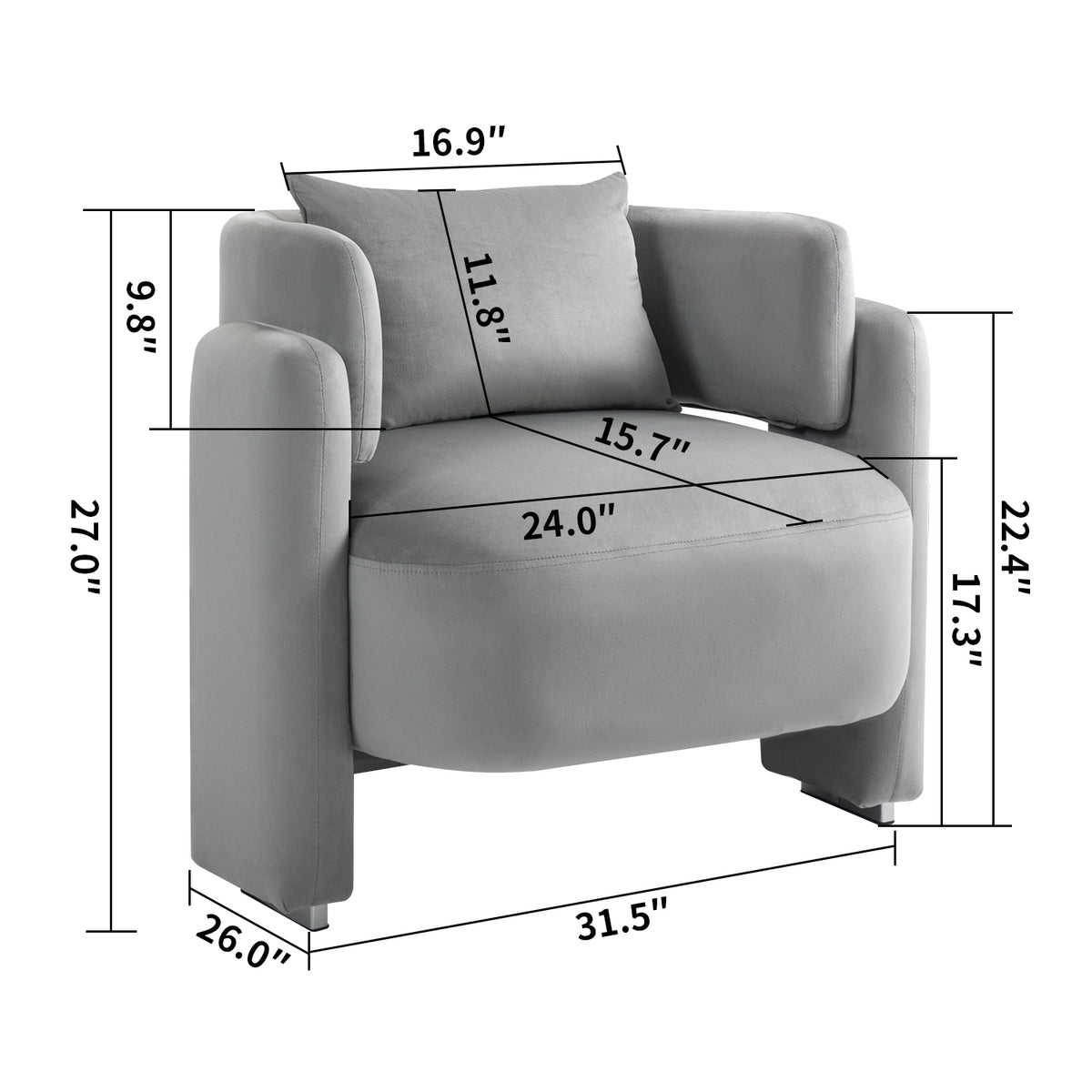 Poltrona Lounge Velluto Grigio