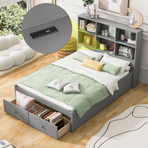 Letto Matrimoniale con Testiera Contenitore Grigio