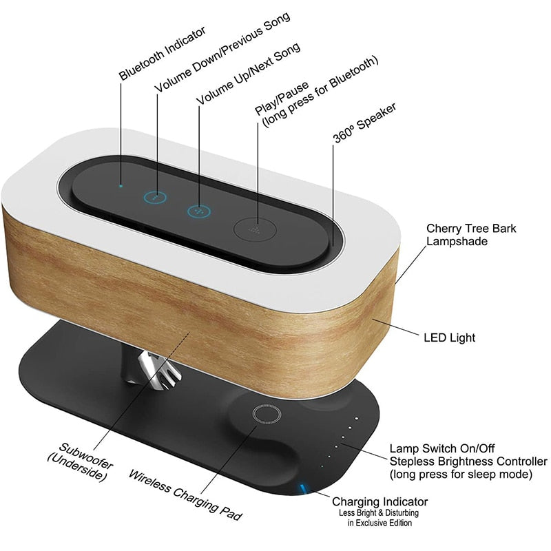 Lampada Tavolo LED Bluetooth Ricaricabile