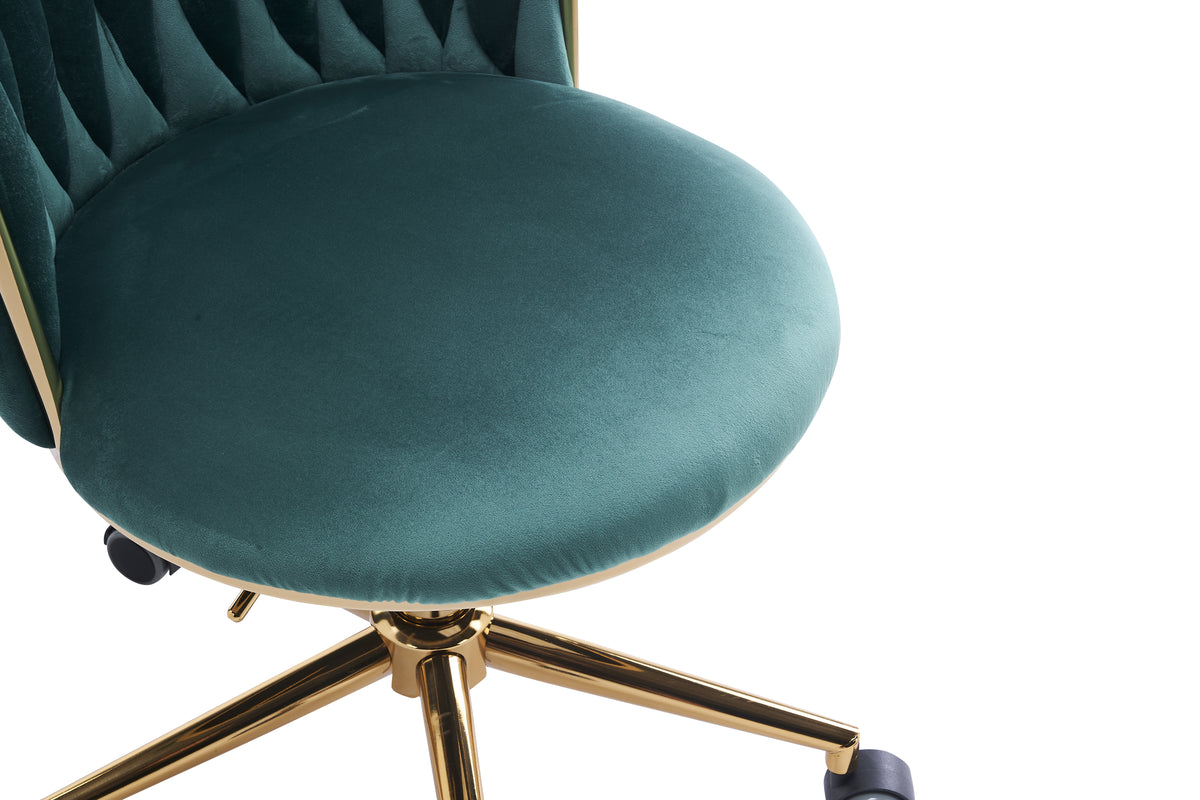 Sedia Ufficio Girevole Ergonomica in Velluto Verde Smeraldo