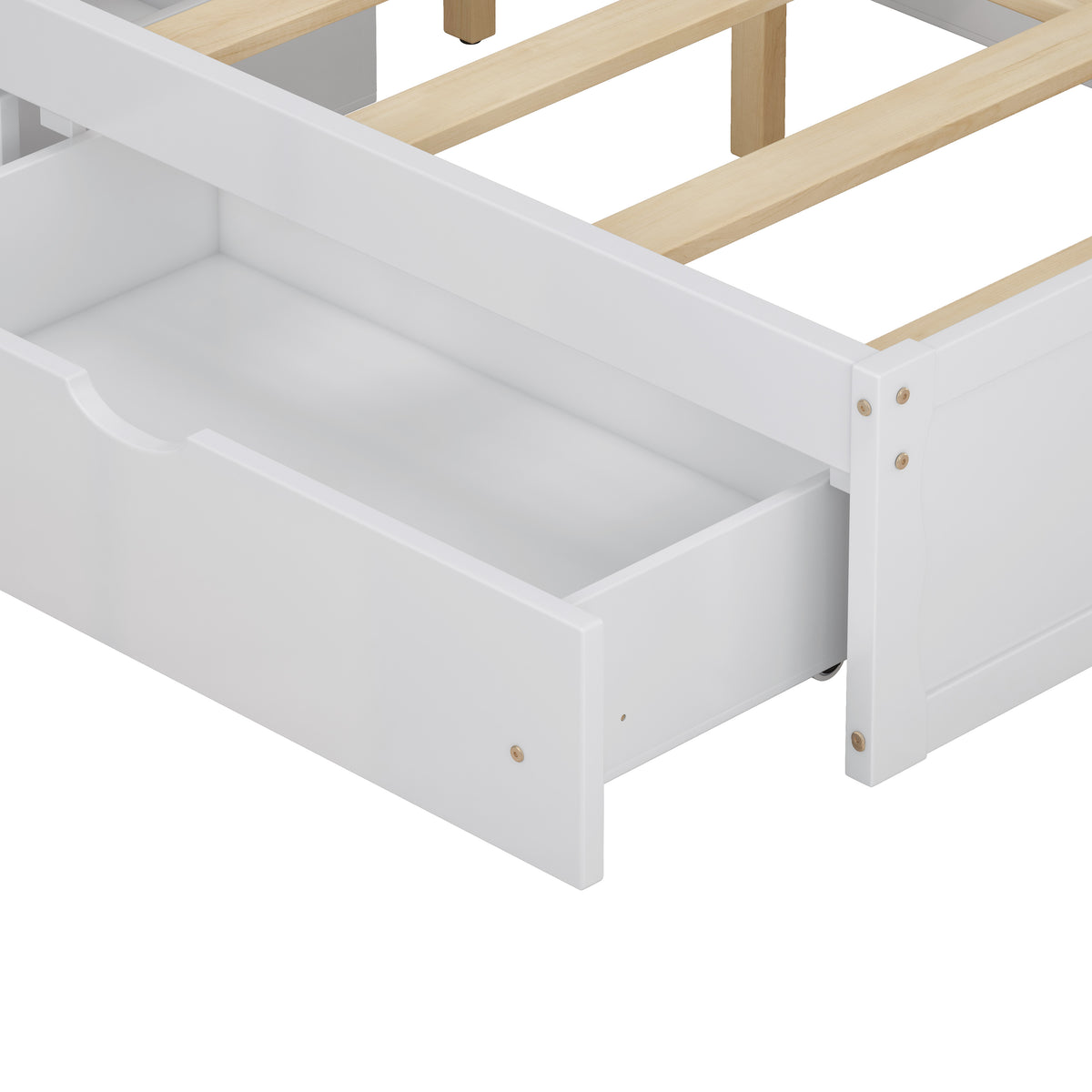 Letto Full Size Bianco con 4 Cassetti