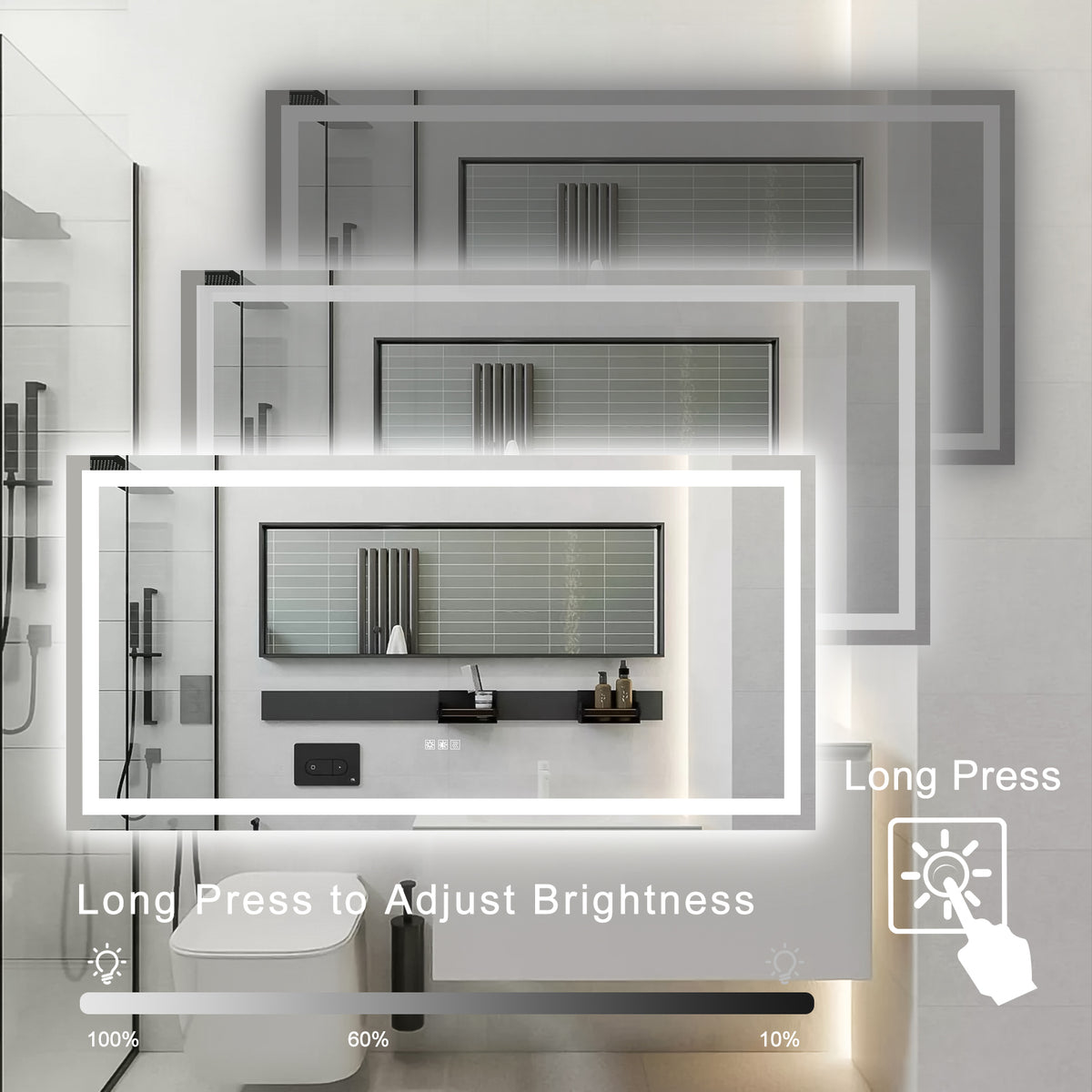 Specchio LED Bagno 183x91cm Antiappannamento