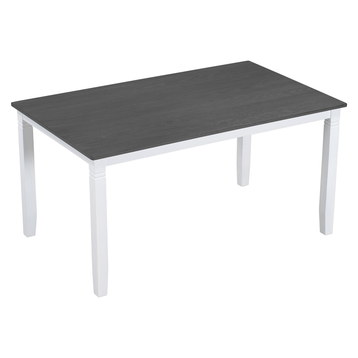 Set Tavolo Pranzo 6 Pezzi Legno Grigio Bianco