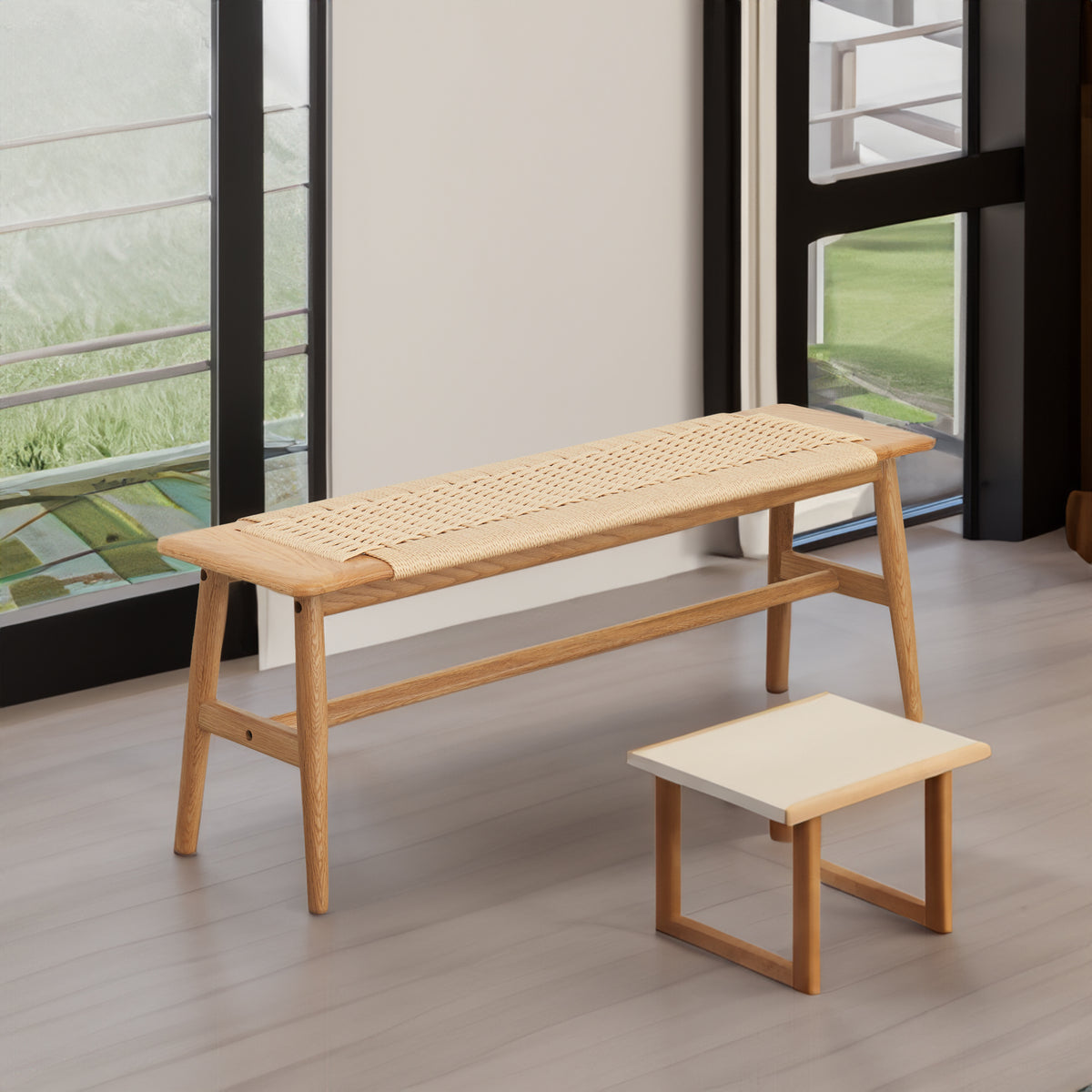 Panca Rovere Naturale Seduta Intrecciata