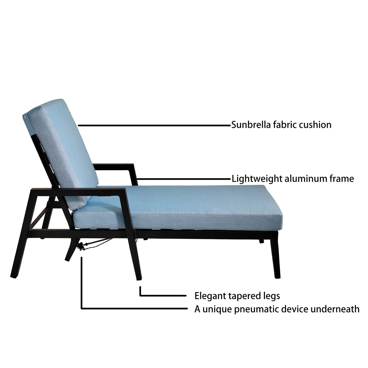 Set Lettini Patio Alluminio 3 Pezzi