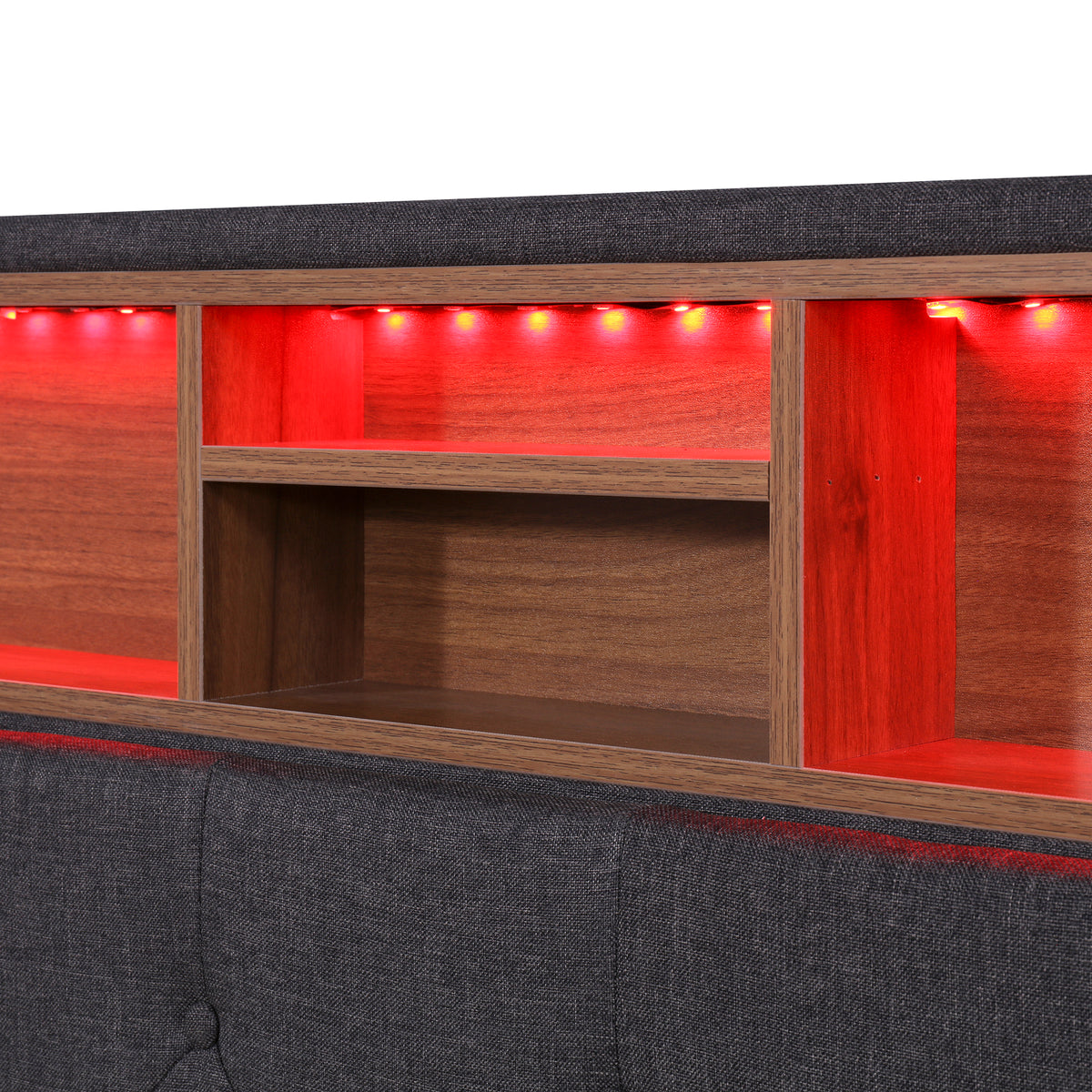 Letto Queen con LED e Ricarica USB Grigio Scuro