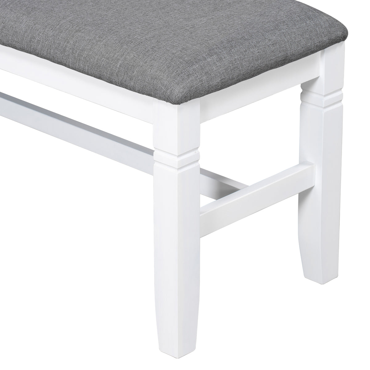 Set Tavolo Pranzo 6 Pezzi Legno Grigio Bianco