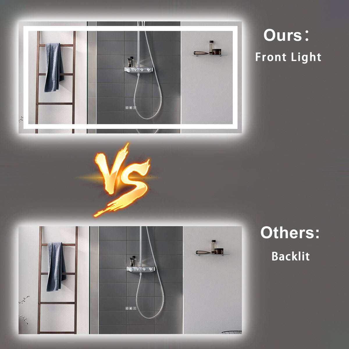 Specchio LED Bagno 183x91cm Antiappannamento Dimmer