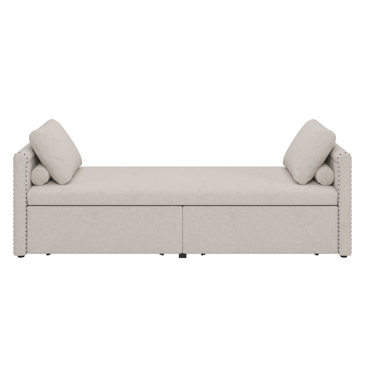 Poltrona Letto Imbottita 2 Cassetti Beige