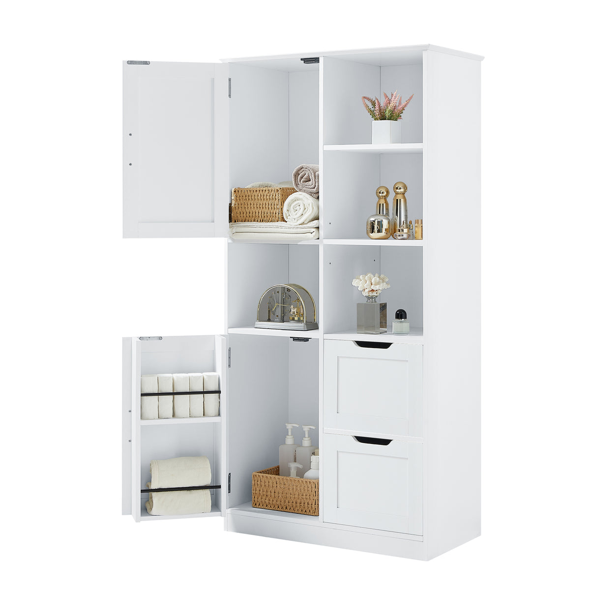Mobile Bagno Porte Cassetti Ripiani Bianco