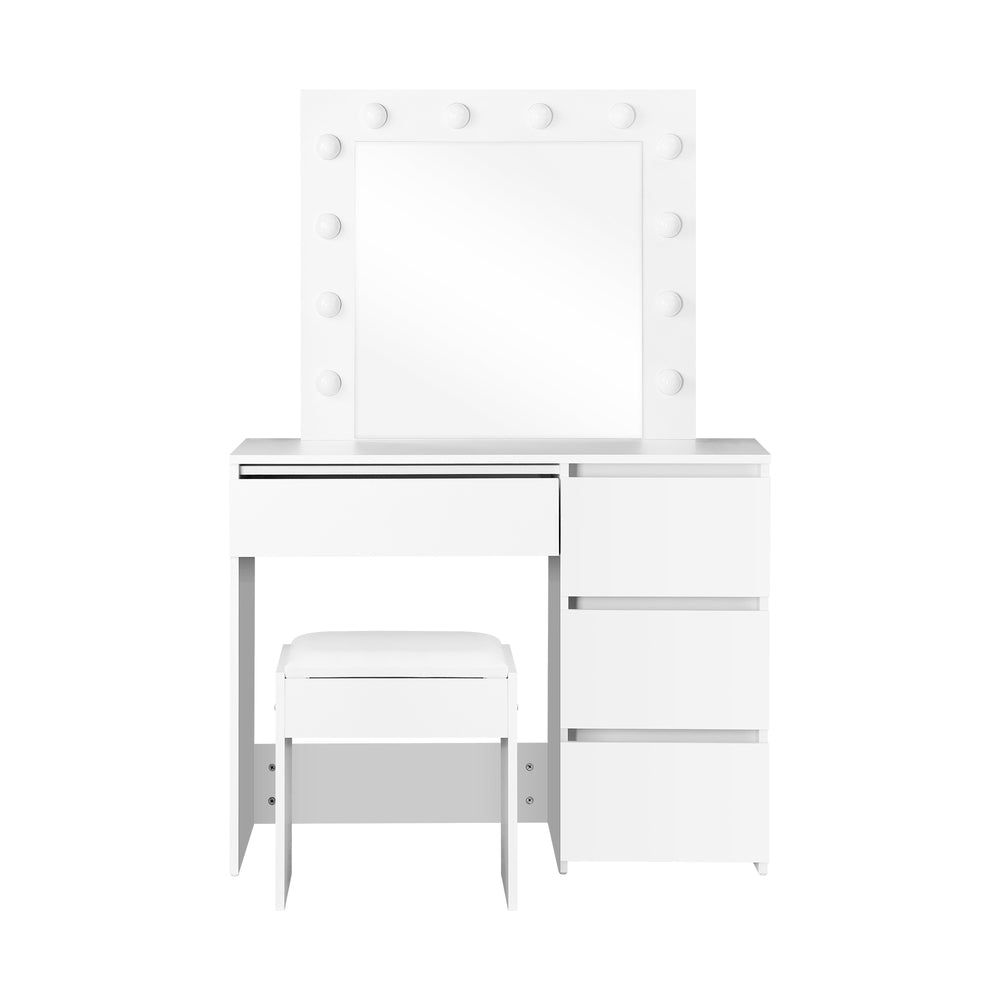 NNEED Dressing Table Stool Set with 12 Bulbs Mirror White-2