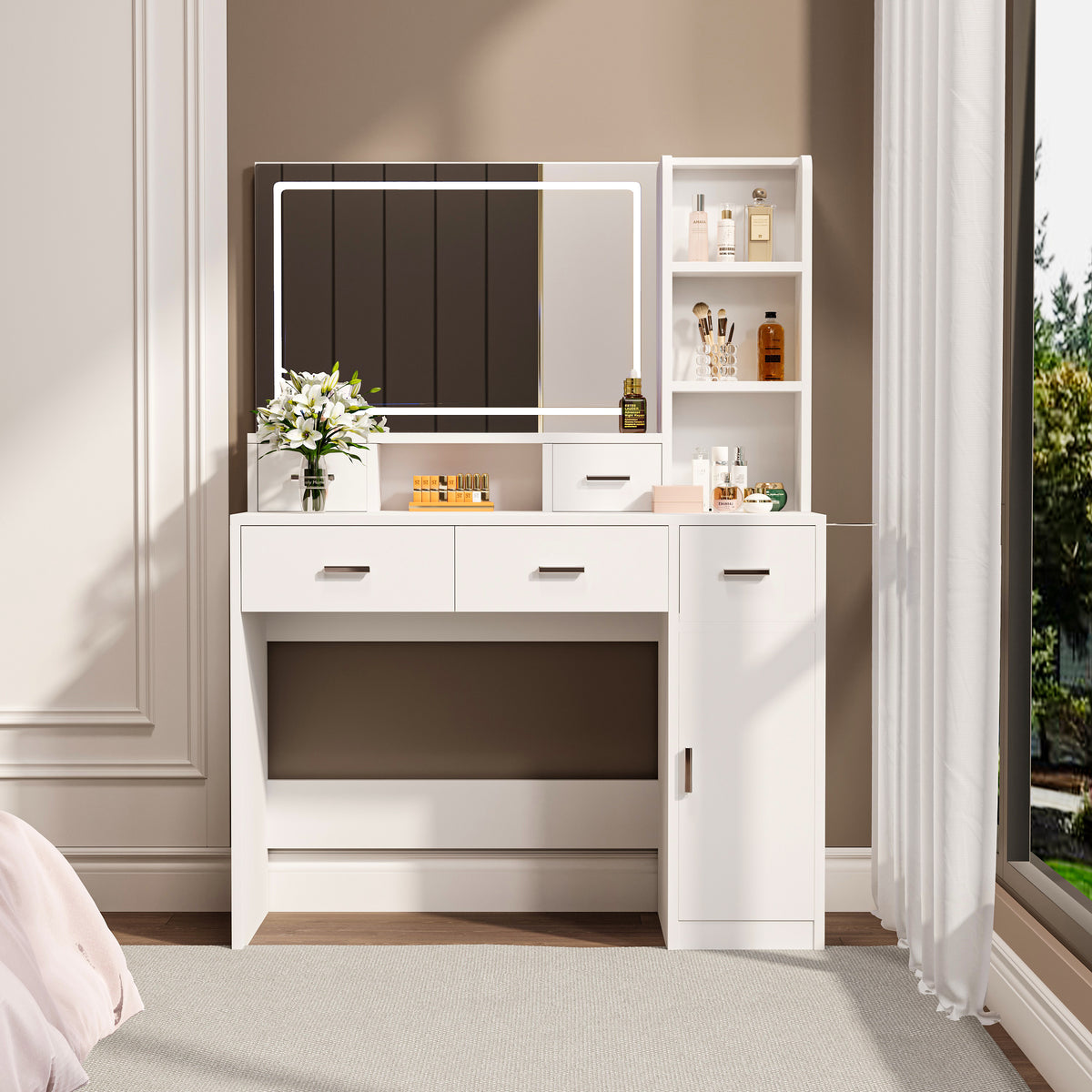 Toeletta Bianca con Specchio Smart LED