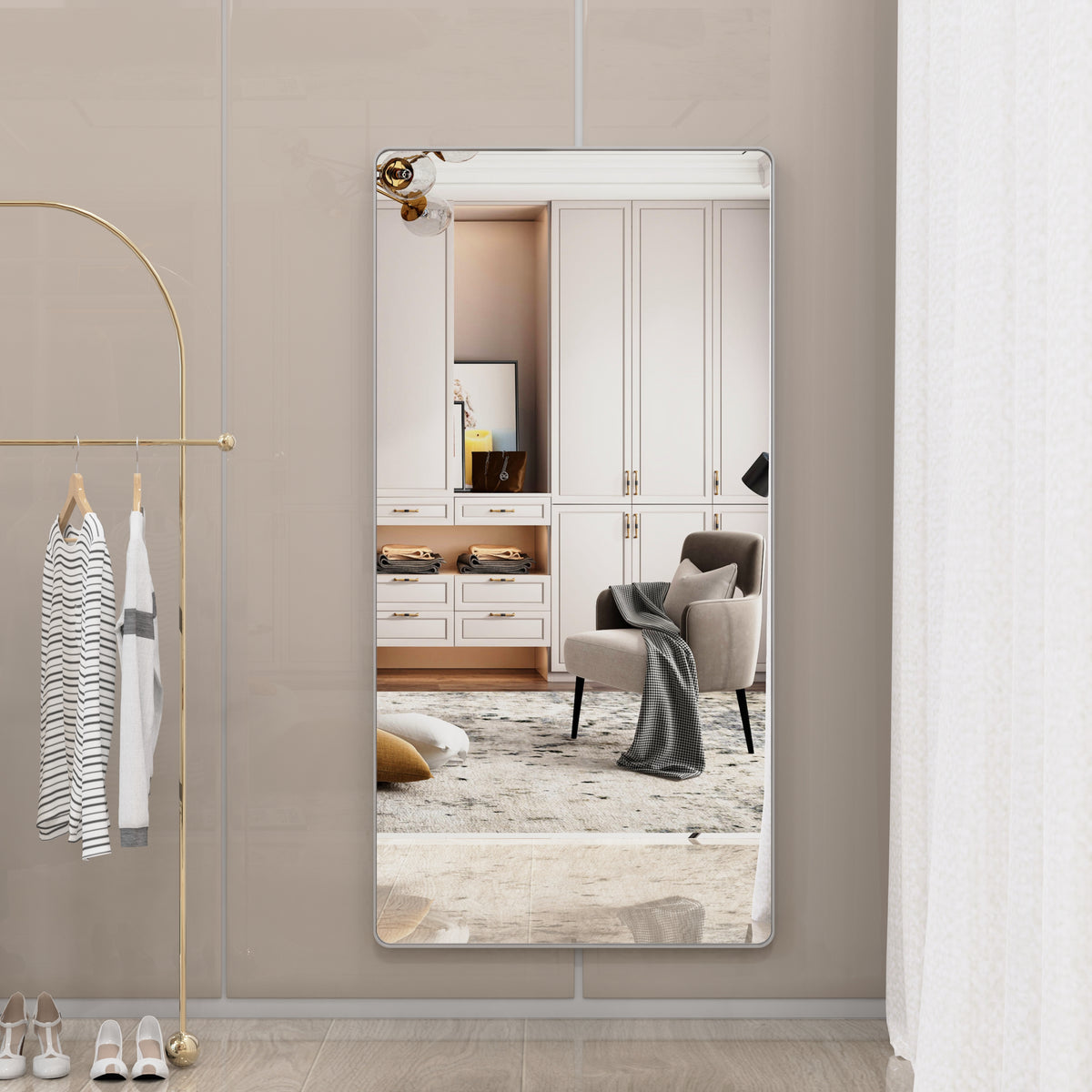 Specchio Bagno 183x91cm con Vassoio Mobile