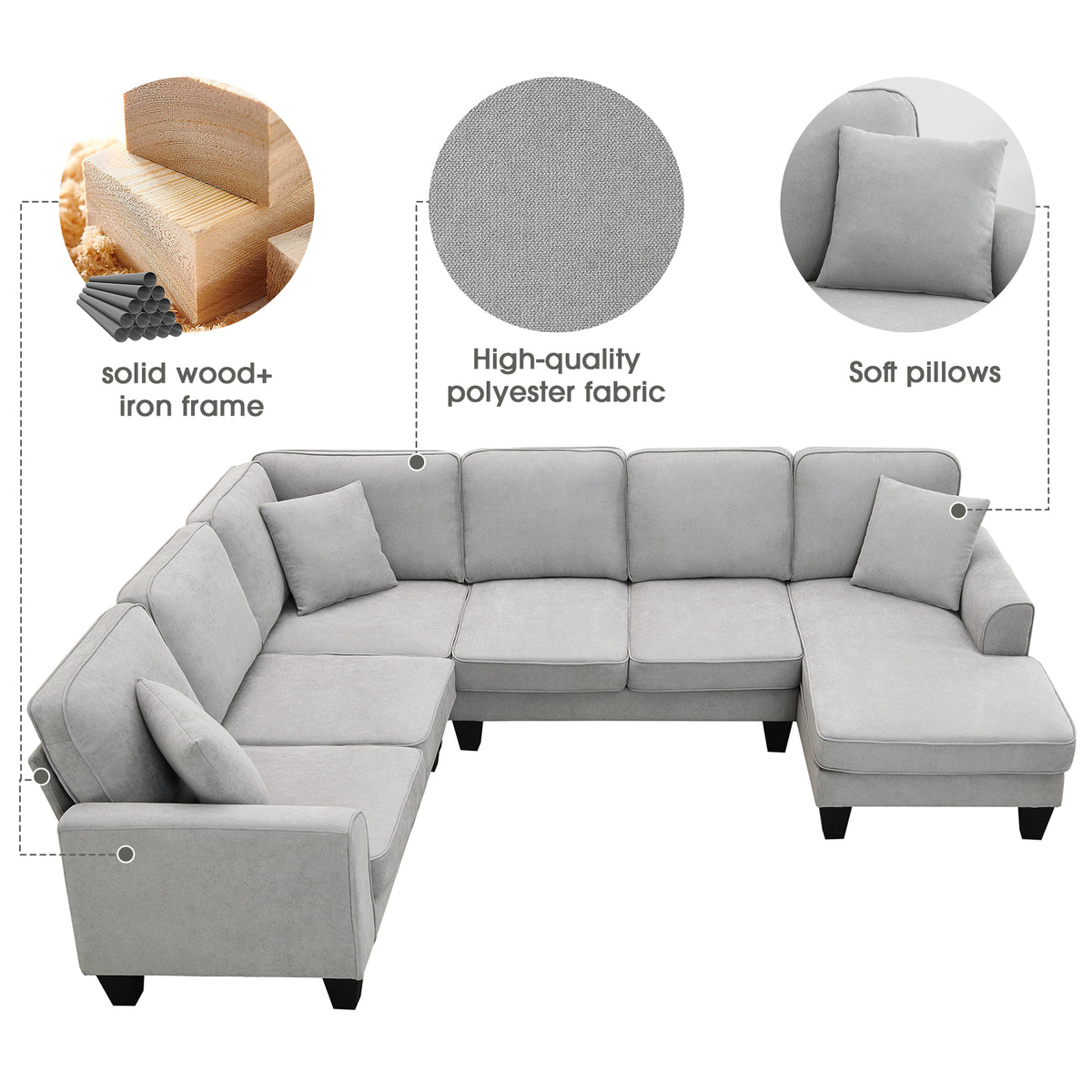 Divano Angolare Urbano 7 Posti - Comfort Moderno