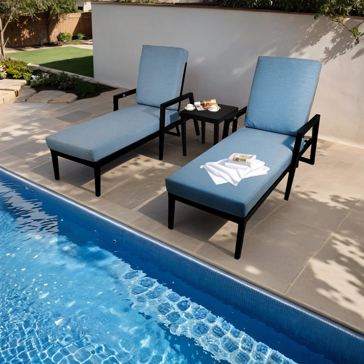 Set Lettini Patio Alluminio 3 Pezzi