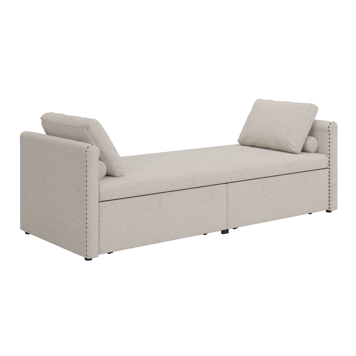 Poltrona Letto Imbottita 2 Cassetti Beige
