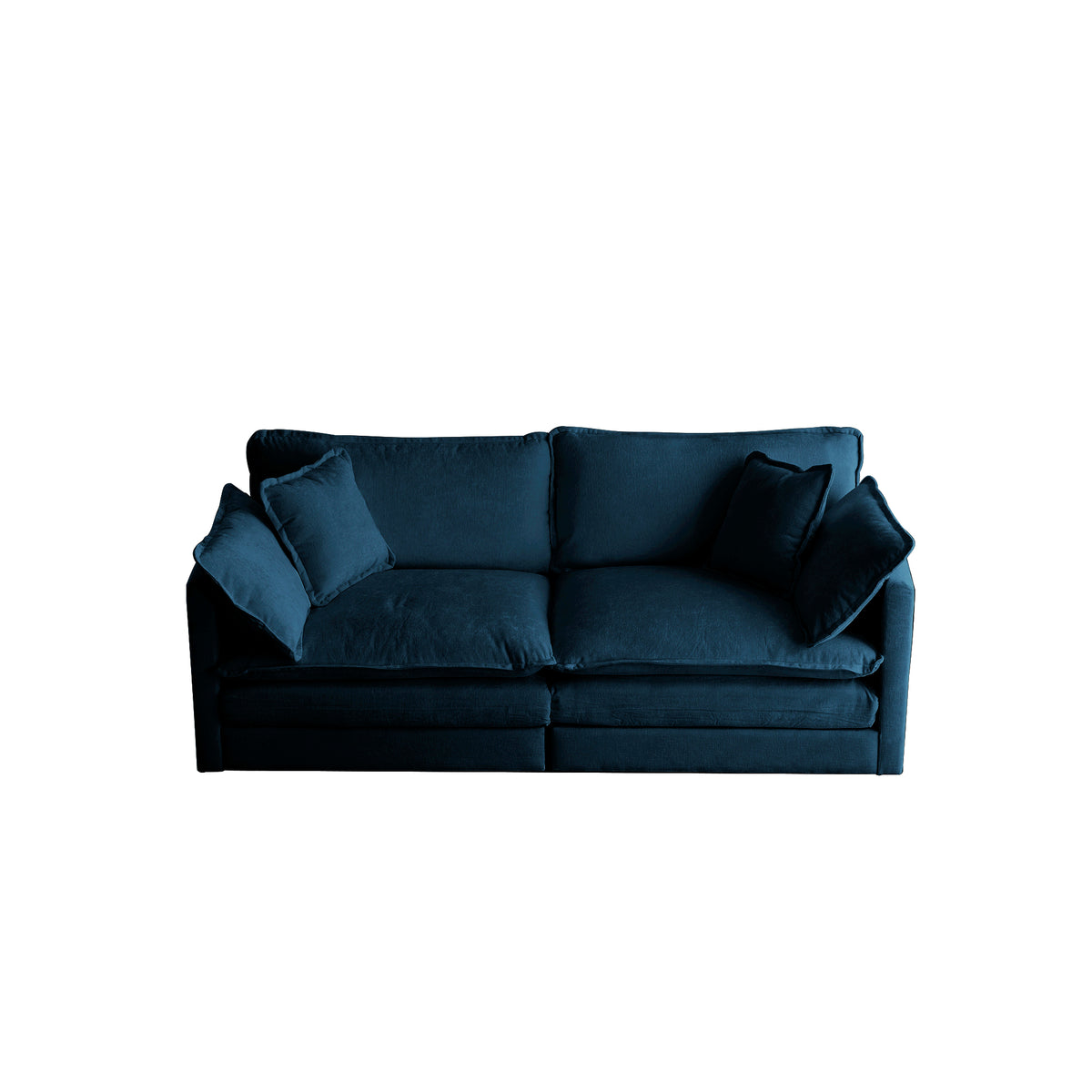 Divano 2 Posti Chenille Blu con 4 Cuscini