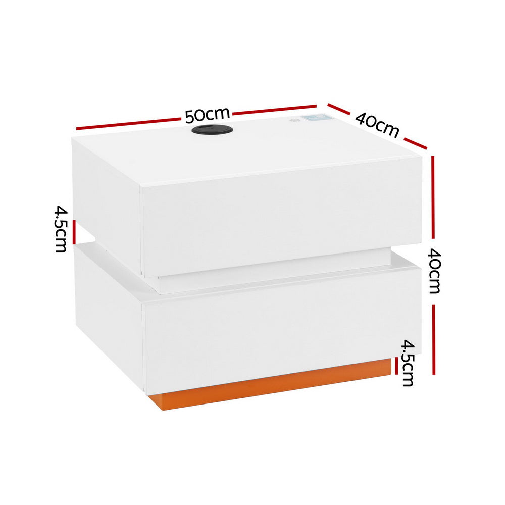 NNEDSZ Artiss Smart Bedside Table LED Wireless Charging Ada-1