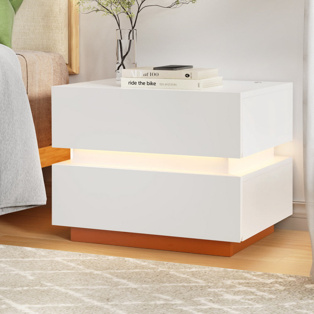 NNEDSZ Artiss Smart Bedside Table LED Wireless Charging Ada-0