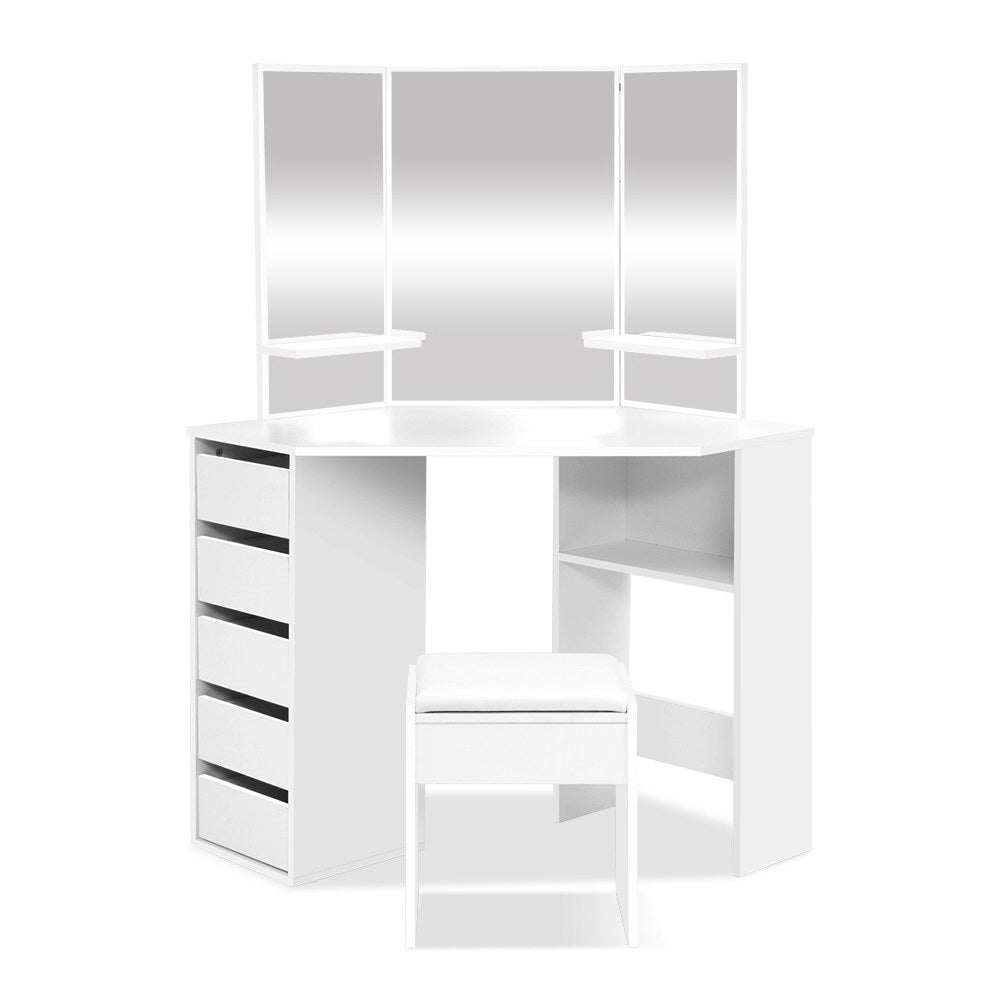 NNEDSZ Corner Dressing Table With Mirror Stool White Mirrors Makeup Tables Chair-0