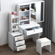 Elegance in Simplicity: White Dressing Table Set with Sliding Mirror & Ample Storage-1