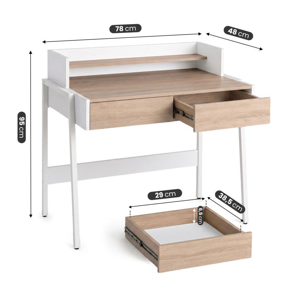 Scrivania Industriale Linea 78 cm 2 Cassetti – Sonoma