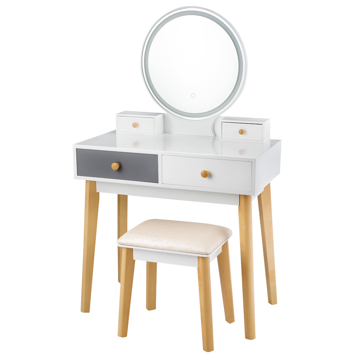 NNECW Dressing Table with Lights & Stool for Makeup-1